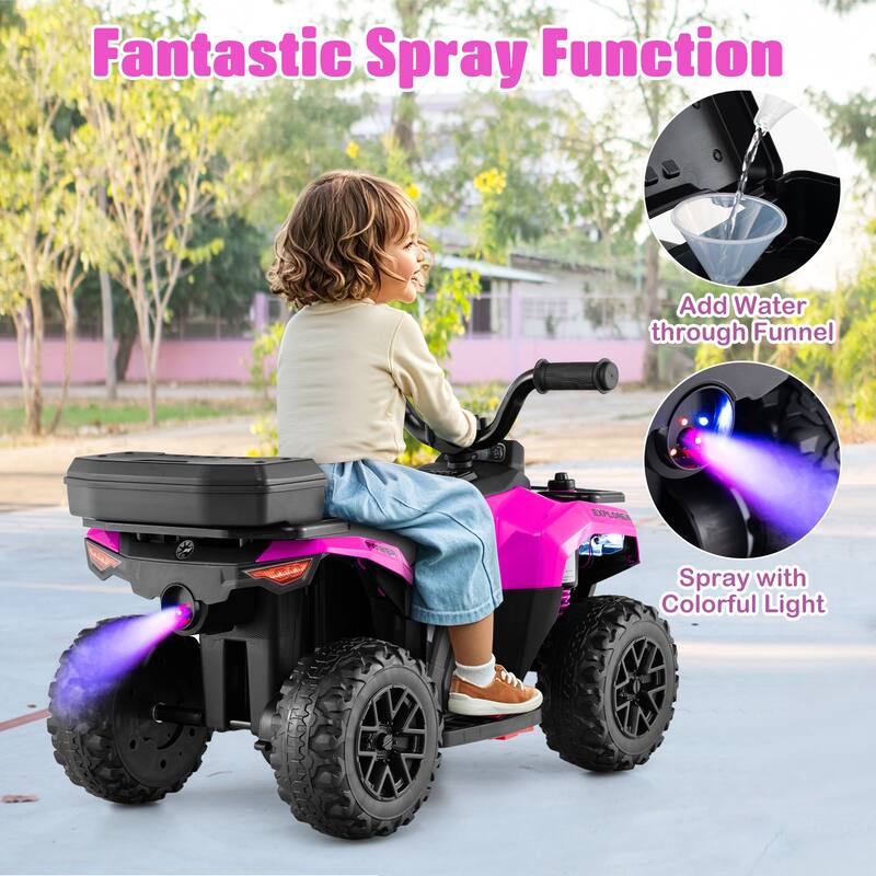 Gymax 6V Kids Ride On ATV w/ Music & Spray Function USB Port Storage