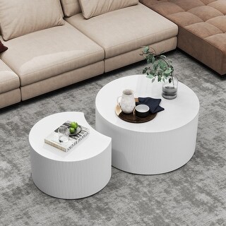 31.5" Modern Round Nesting Coffee Table Set (Set of 2) - Bed Bath ...