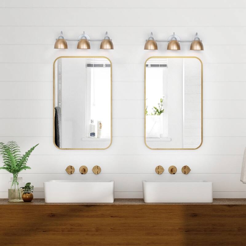 Modern Coastal 3-light LED Bathroom Bell Vanity Light Farmhouse Metal Shade Wall Sconces - L21.5"x W7"x H 6.5"