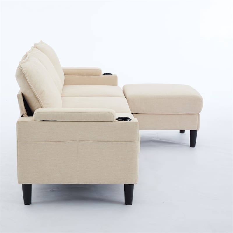 3 Seat L Shaped Sectional Sofa with Storage Ottoman and USB Port