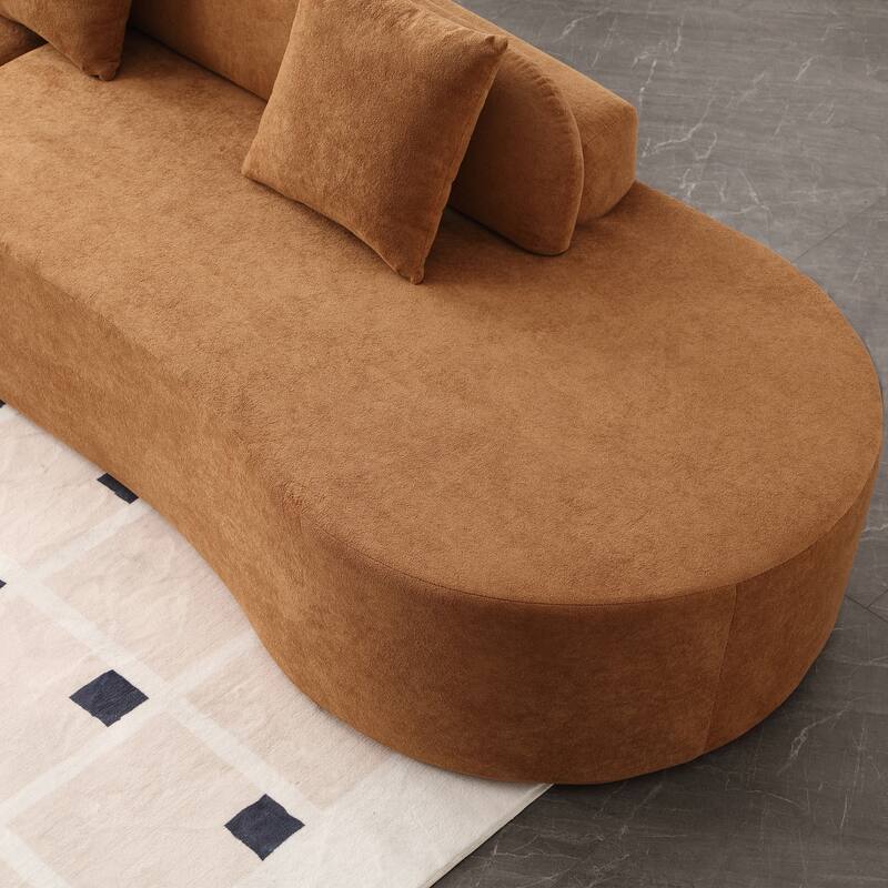 Modern Curved Combination Sofa, Polyester, Brown, No Assembly Required