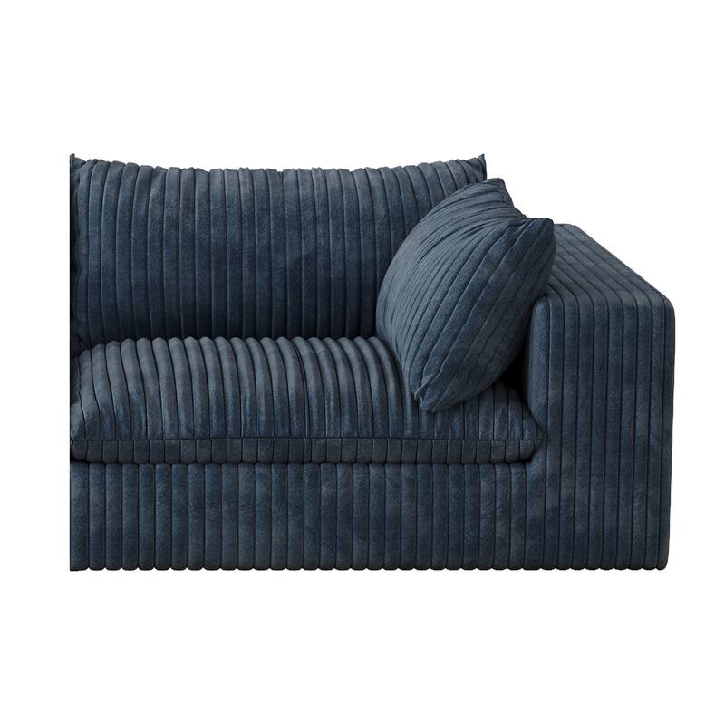 Pure Sponge Frame Lounge Sofa 3 Seater Corduroy Upholstered Modular Couch with Removable Down Fill Cushions and Pillows