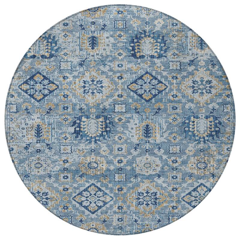 HomeRoots Floral Medallion Traditional Rectangle Outdoor Rug