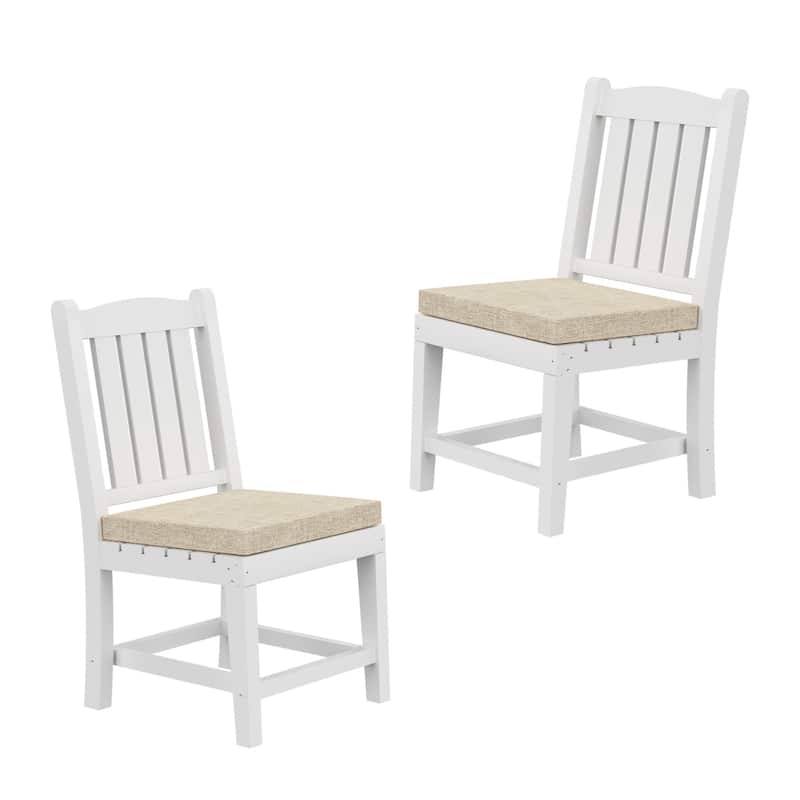 Recycled Plastic Armless Outdoor Patio Dining Chairs (Set of 2) - N/A