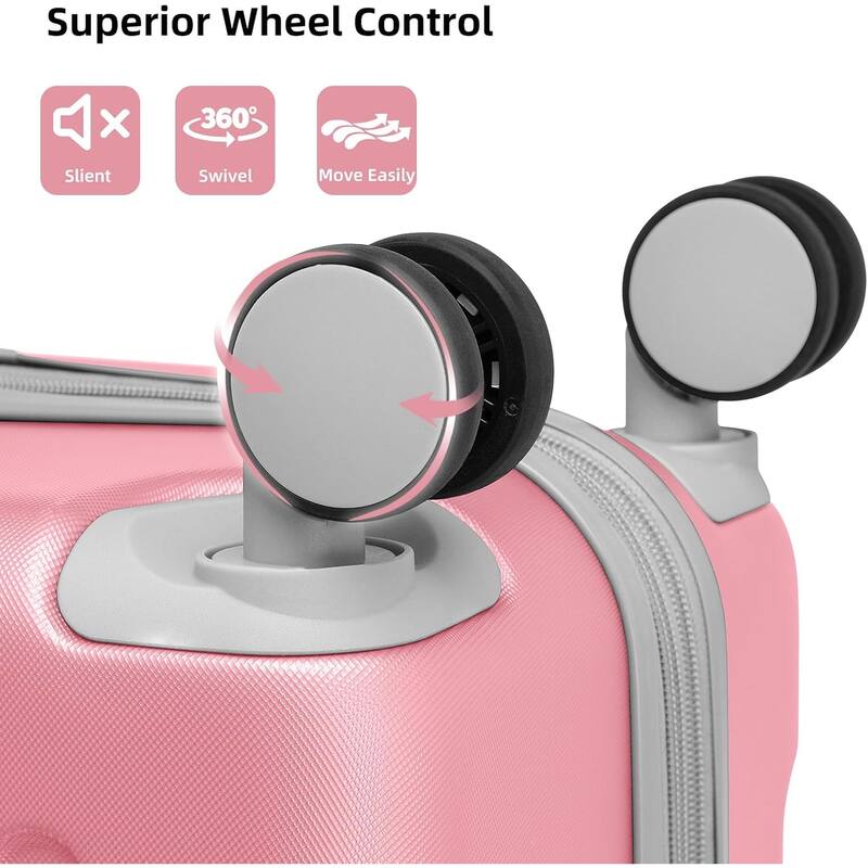 6-Piece Modern Luggage Sets, Expandable Luggage with Travel Bag, TSA Lock and Spinner Wheels, for Boarding Travel, Pink