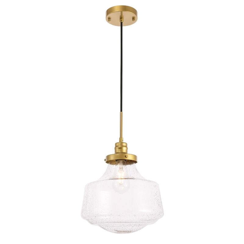 Klyli 11-inch 1-light Clear Seeded Glass Hanging Pendant
