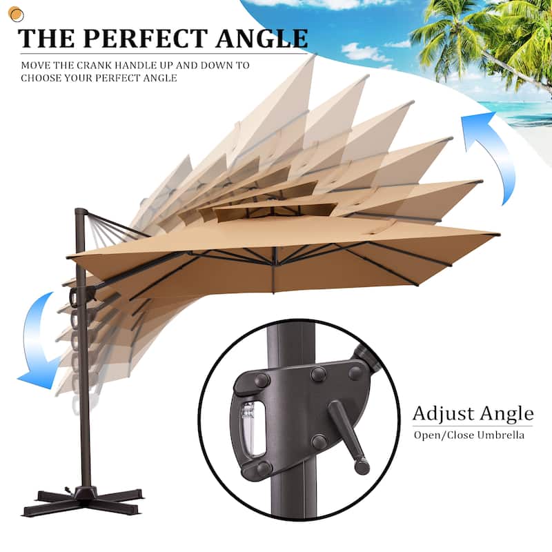 Pellebant Outdoor Patio Cantilever Offset Umbrella 11 ft Double Top