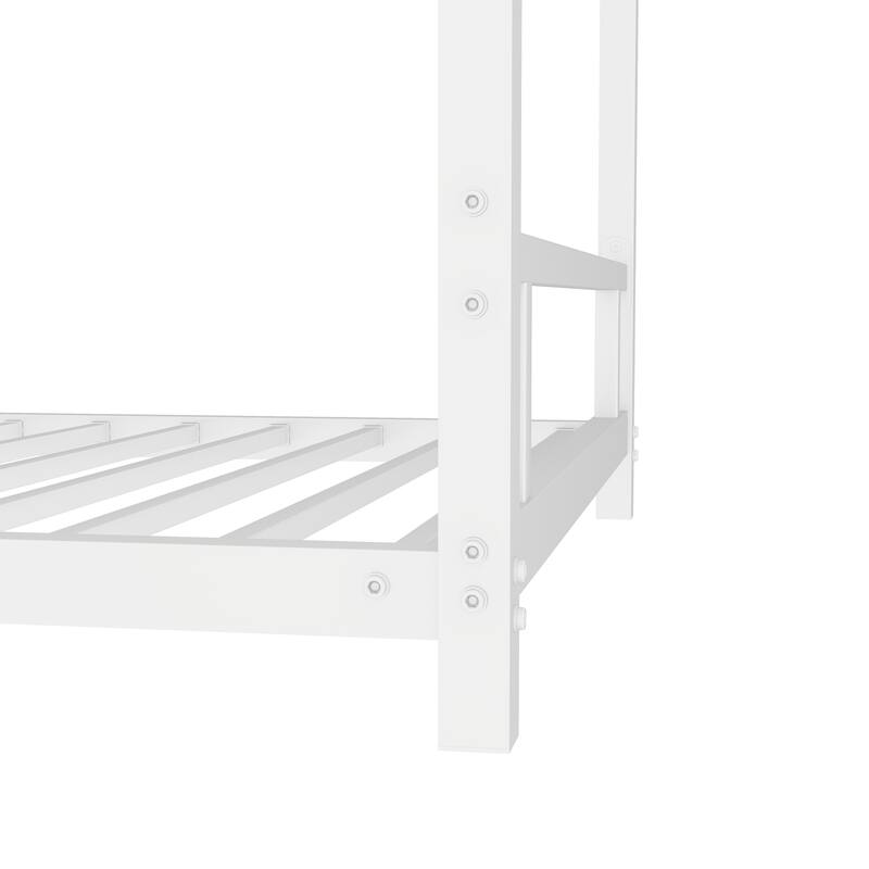 Sturdy Metal Twin over Twin Bunk Bed with Safety Guardrail, Noise Reduced, No Box Spring Needed, White