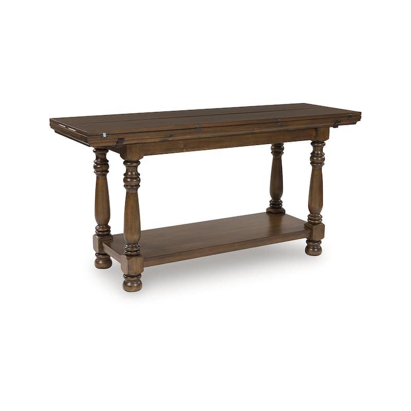 Signature Design by Ashley Sturlayne Brown Flip Top Sofa Table - 60" W x 19" D x 30" H