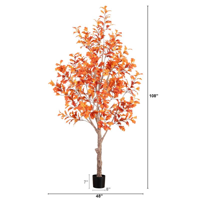 Potted Artificial Oak Tree - 9' - Unlit