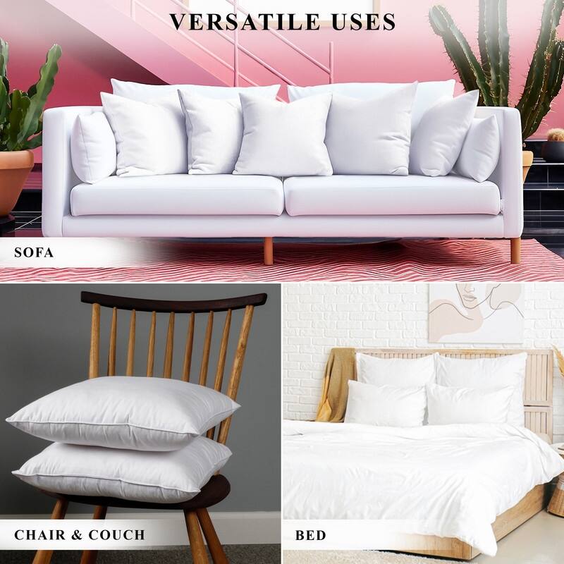 A1HC Pack of 2 Decorative Throw Pillow Insert, Down Feather Filled, White