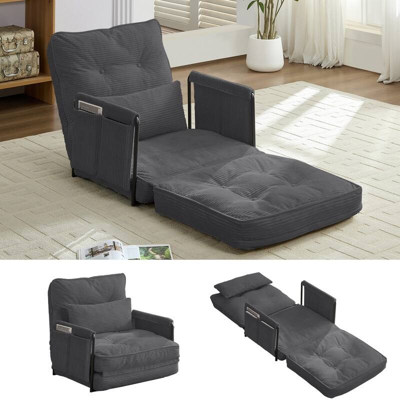 Mixoy Muti-Functional Folding Futon Floor Sofa Bed,Single Lazy Sofa with Pillows,6 Position Adjustable Backrest