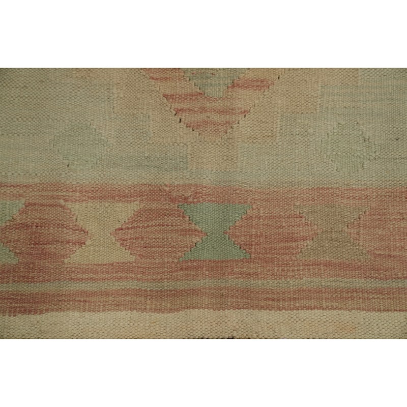 Hand Woven Oriental 100% Wool Carpet Southwestern Tribal Green Kilim Area Rug - 6' 0'' X 3' 9''
