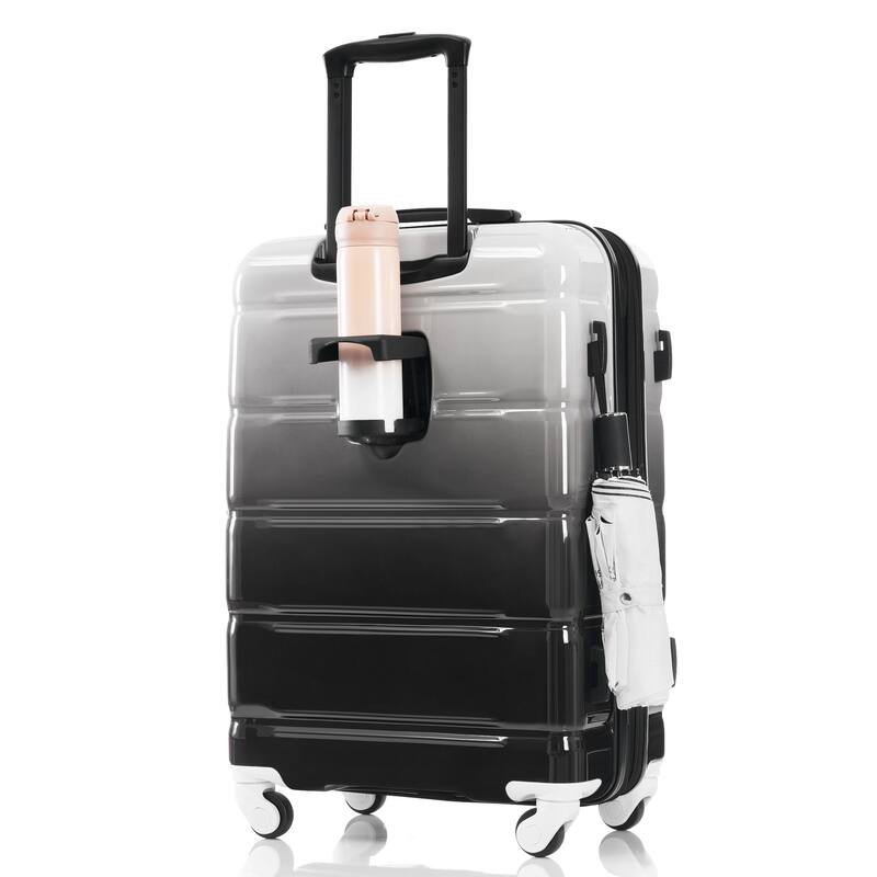 Luggage Set of 3, ABS+PC Hard Shell Carry-on Suitcases with Cup Holder and USB Port & Spinner Wheels, for Men Women Travel