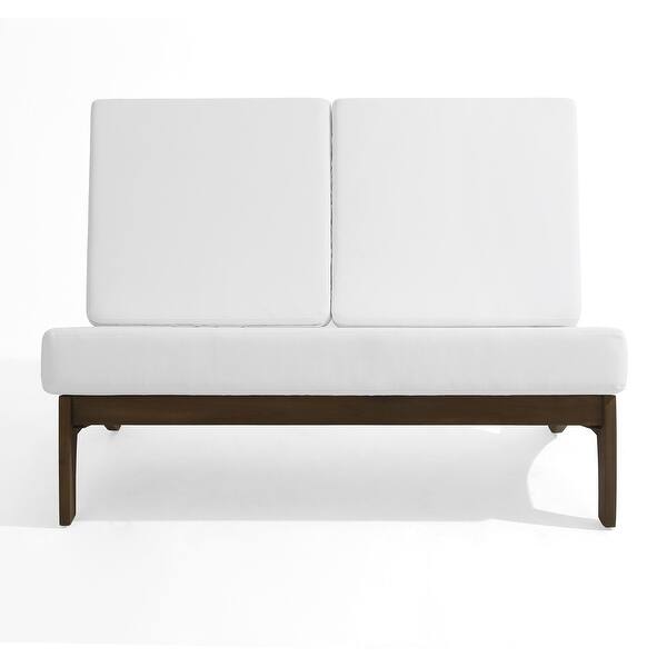 Outdoor Furniture Acacia Wood Armless Loveseat Sofa With Cushion