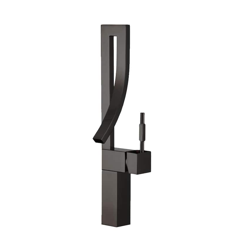 STYLISH Single Handle Bathroom Faucet for Single Hole Brass Vessel Mixer Tap - Faucet Height: 17 1/2" | Spout Height: 8" - Matte Black
