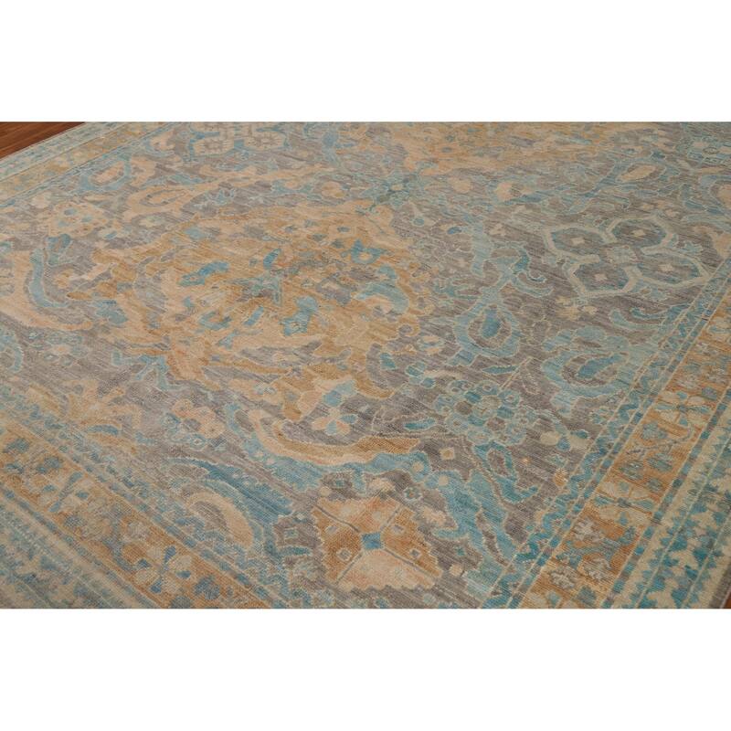 Hand Knotted Oriental 100% Wool Carpet Transitional Floral Greys & Charcoal Oushak Area Rug - 10' 0'' X 8' 0''