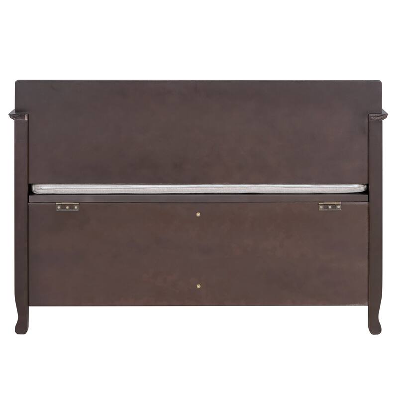 Shoe Bench with Removable Cushion,Hidden Storage and Back