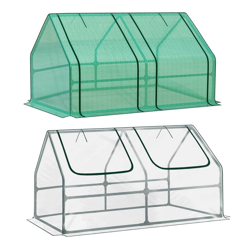 Aoodor 6' x 3 'x 3' Mini Greenhouse with 2 Zipper Doors - 6'x3'x3' - 6'x3'x3'