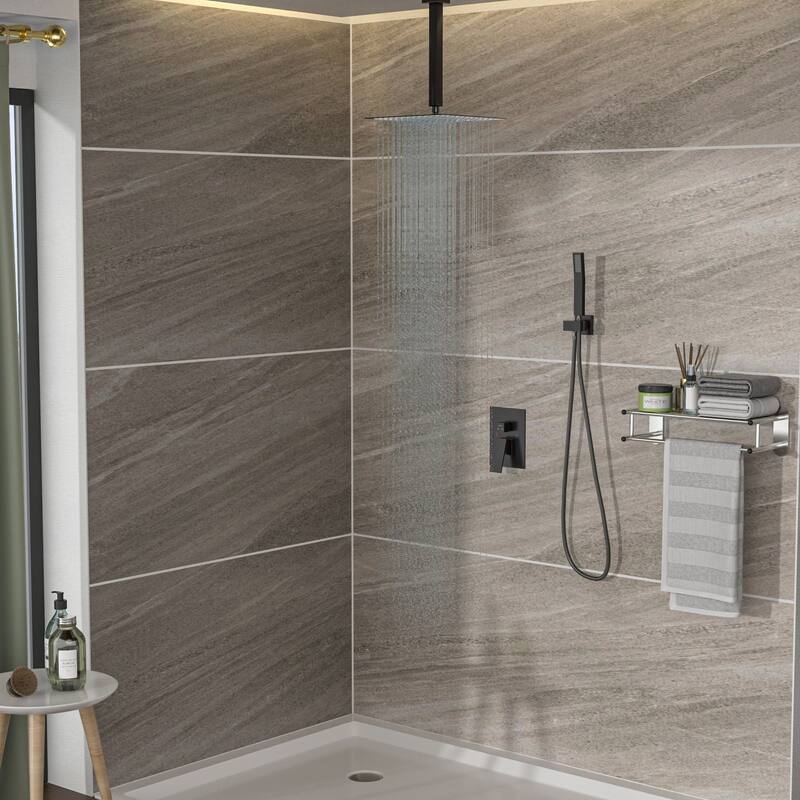 Ceiling Mount Shower System 16 Inch Shower Faucet Set with Handheld Shower Shower Faucet Kits with Pressure Balance Valve