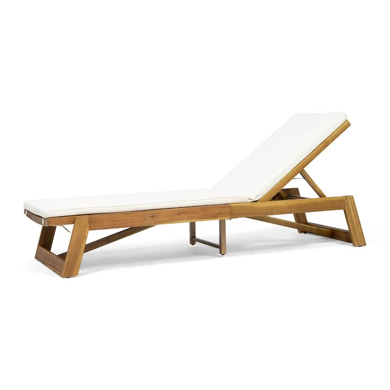 Maki Outdoor Acacia Wood Chaise Lounge and Cushion Set by Christopher Knight Home