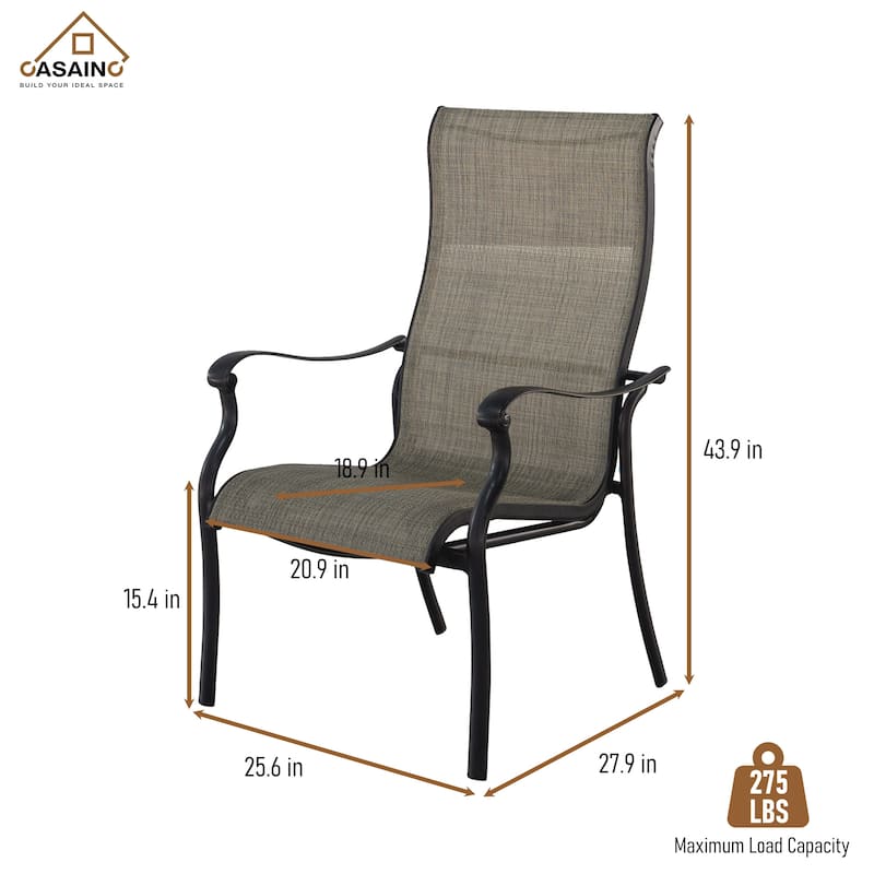 4 Piece Textilene Fabric Cast Aluminum Frame Dining Chair