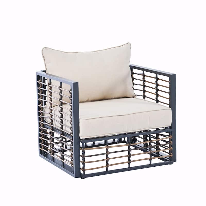 Modern Minimalist 7-Piece Metal Patio Sectional Sofa Set