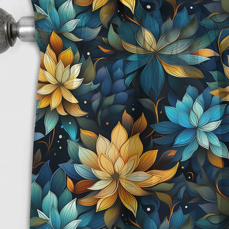 Designart "Natures Meditation I" Floral Blackout Printed Art Curtain For Bedroom