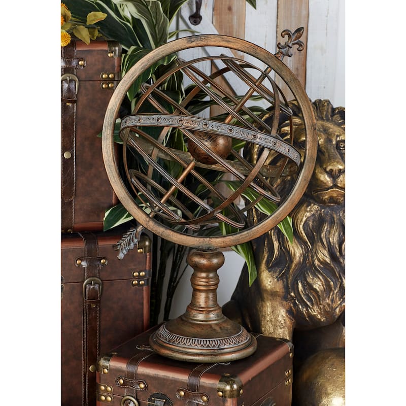 Metal Compass Armillary Globe - Brass - Roche River Decor - 14"W x 17"L x 25"H