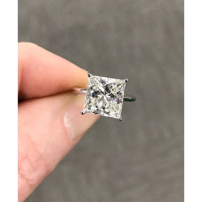 Bliss Diamond Certified 3.05Ct Natural Princess Cut Diamond Engagement Solitaire Ring Platinum