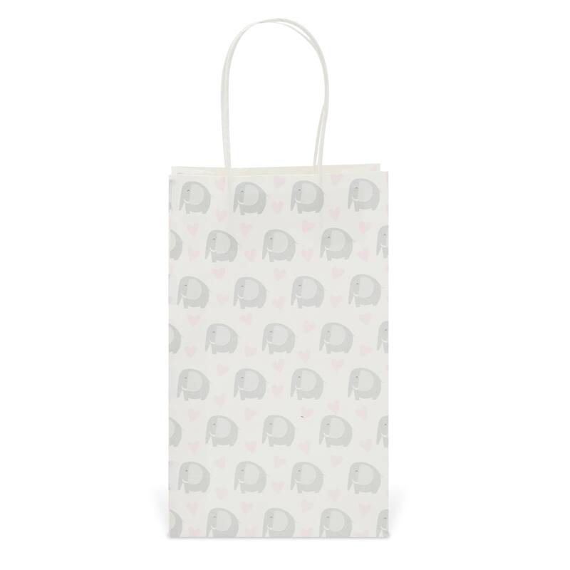 Blue Panda Pink Elephant Party Favor Gift Bags with Handles for Girl Baby Shower (24 Pack)