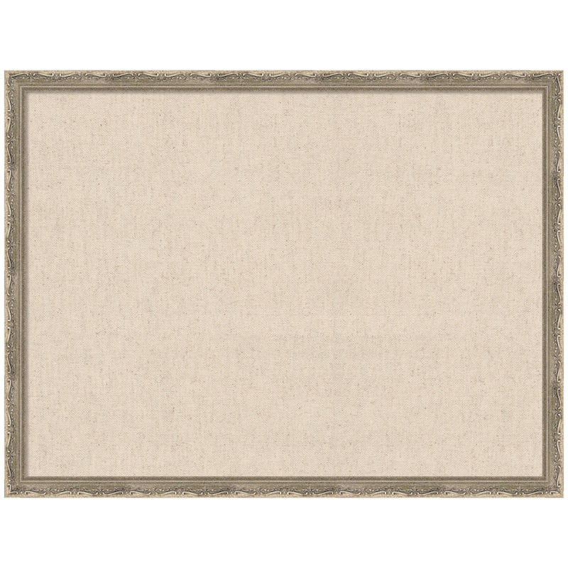 Kate and Laurel Pinboard Neutral Linen - 26x20 - Mila Dark Silver