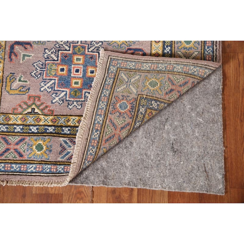 Brown Geometric Kazak Accent Rug Wool Carpet - 2'9" x 4'1"