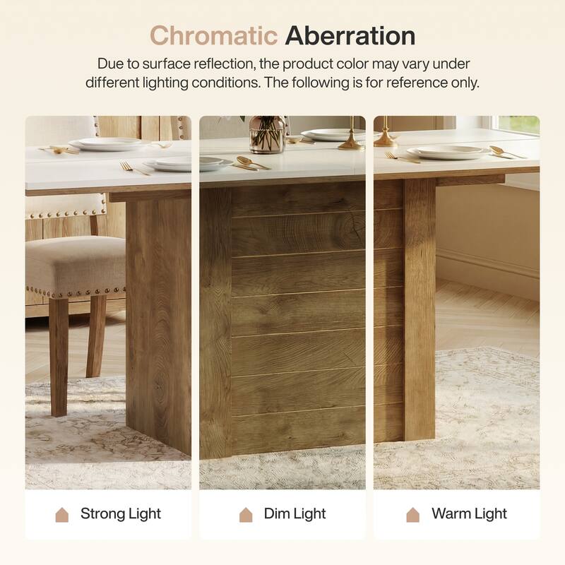 55" Rectangular Dining Table for 4 to 6 People, Kitchen Table for Dining Room & Living Room