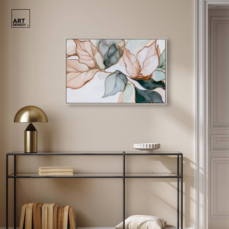 Golden Veined Leaves I Canvas by Art Remedy