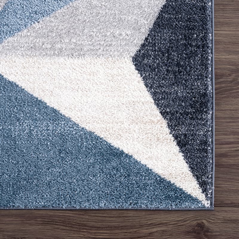 Abani Rugs Deco DEC110A Blue Grey 3D Triangle Area Rug