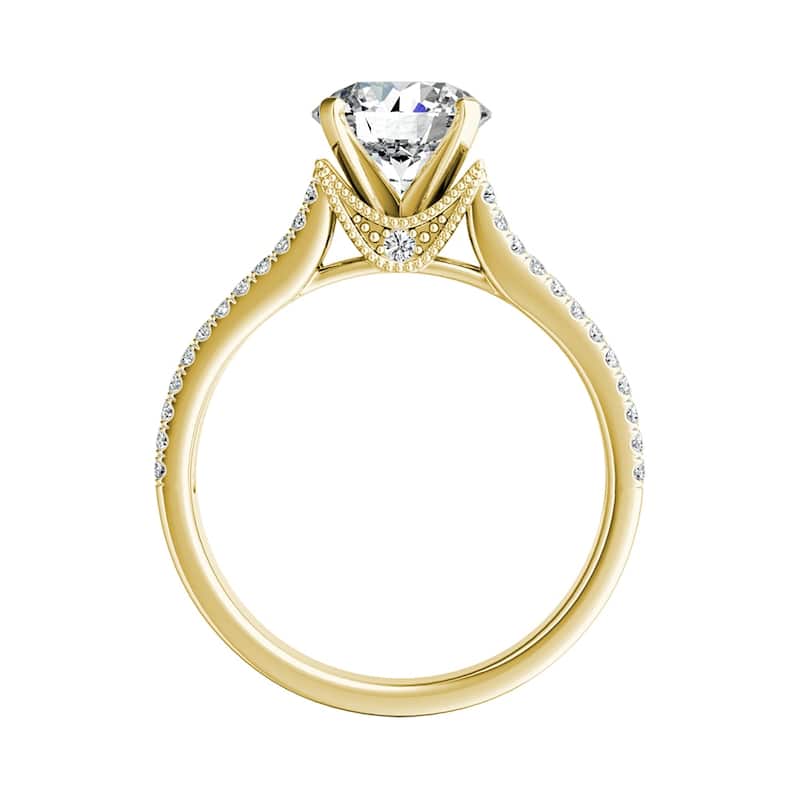 Auriya 14k Gold Vintage 1 1/2ct Moissanite and Diamond Engagement Ring 5/8ctw
