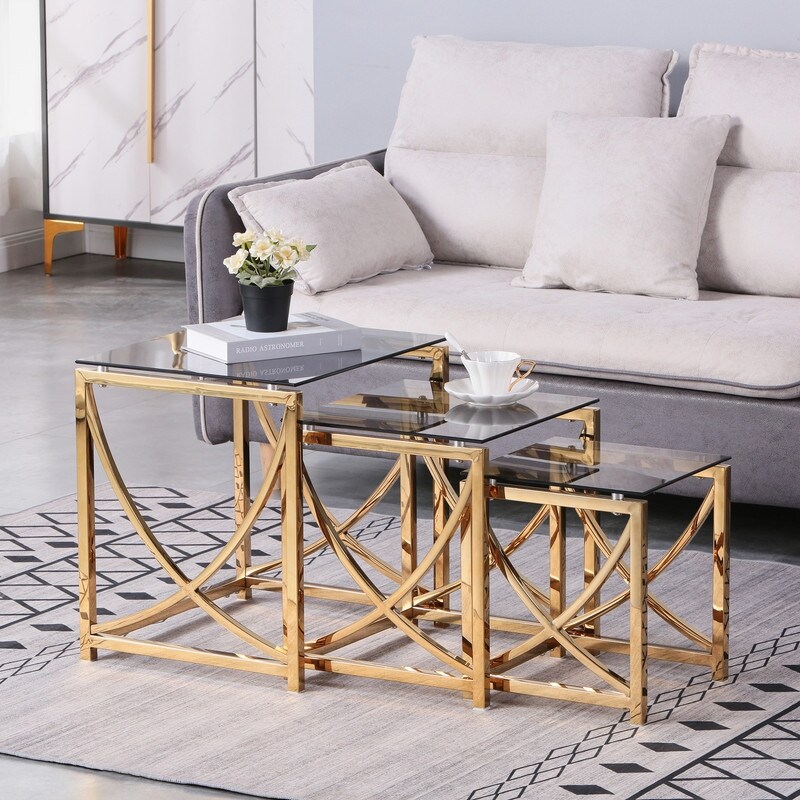 Glass nesting tables set of 3 discount