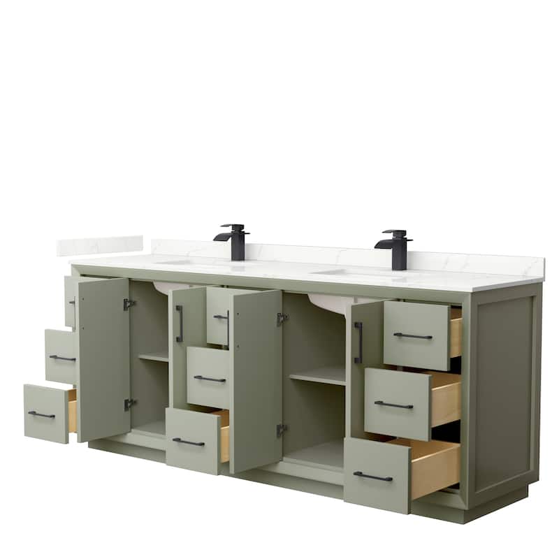 Strada 84-inch Double Vanity, Quartz Top