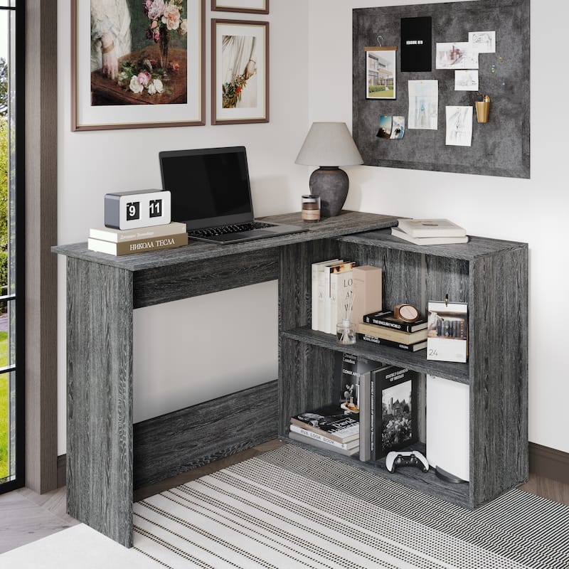 CraftPorch Contemporary L-Shape Writing Desk with Cabinet