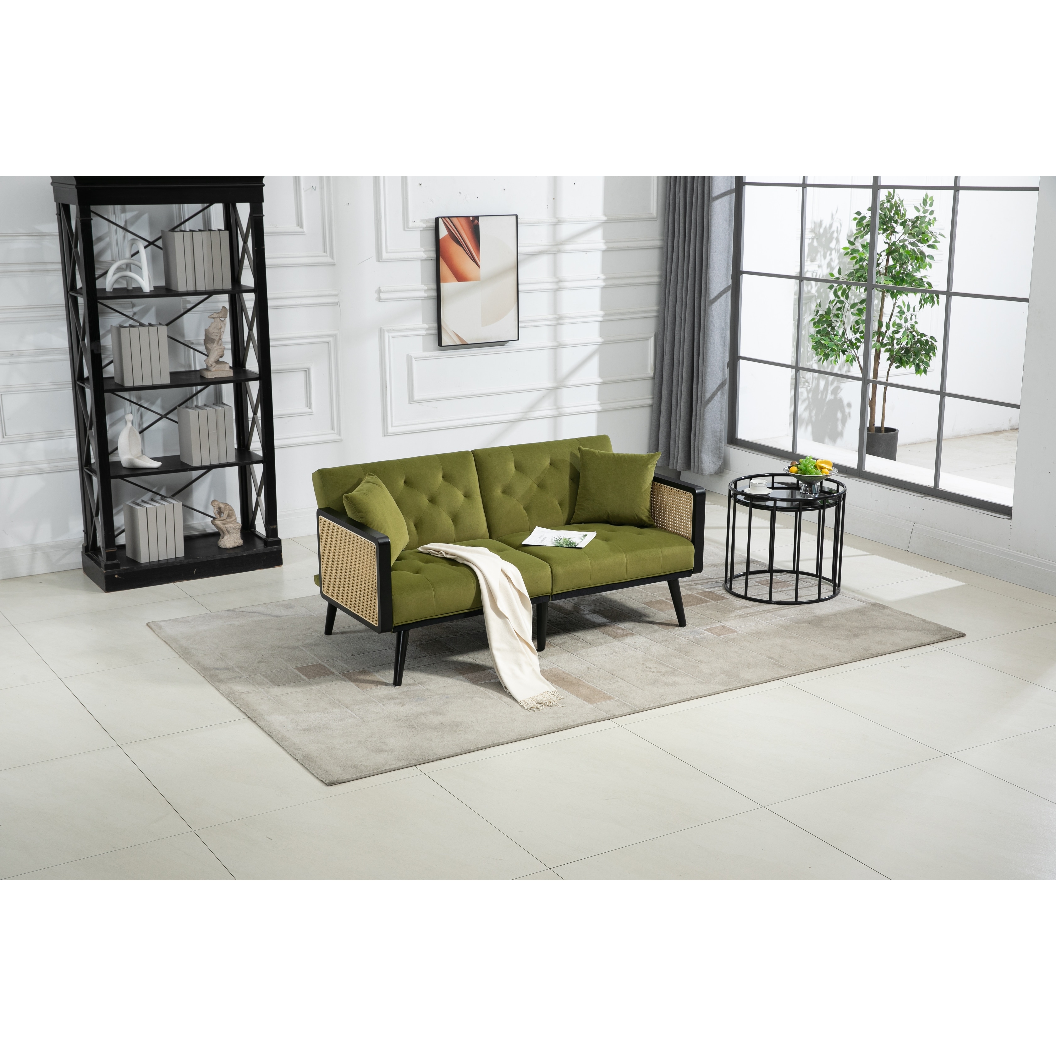 Velvet Sofa Futon Sofa Bed Modern Reclining Split Back Sofa