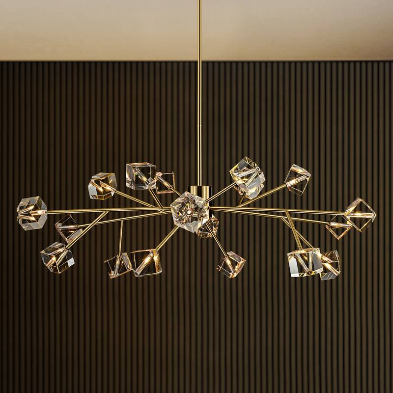 Black or Gold Big Large Modern Sputnik Crystal Chandelier for Living/ Dining Room/ Bedroom/ Foyer/ Kitchen