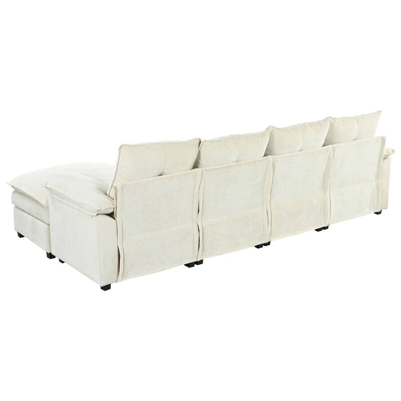 Roomfitters U-Shaped Chenille Sectional Sofa with Adjustable Armrest Pillows, Perfect for Living Rooms, Offices, Spacious Spaces