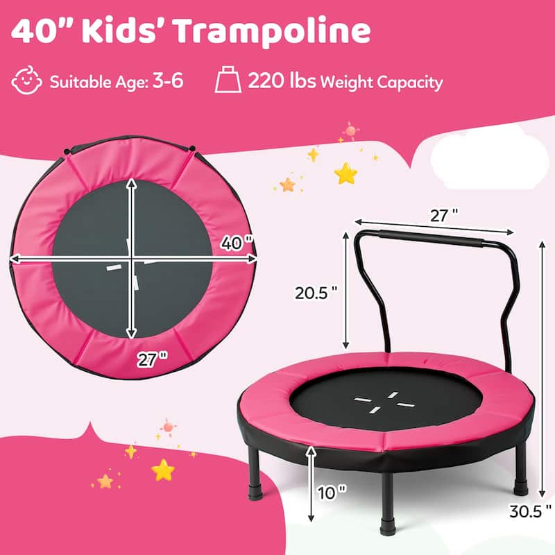 Gymax 40'' Trampoline for Kids Indoor/Outdoor Fitness Trampoline w/