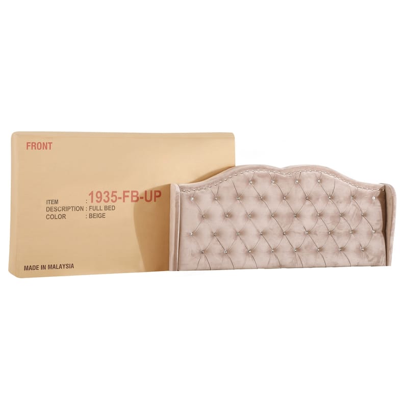 Full Upholstered Bed Frame - Timeless Design, Beige Bed - Platform Bed, Sleigh Bed, Modern Bedroom Furniture