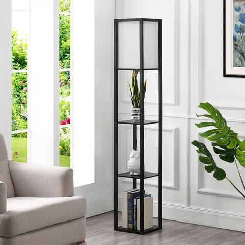 GetLedel 63-inch Etagere Floor Lamp with 3-tier Storage Shelf