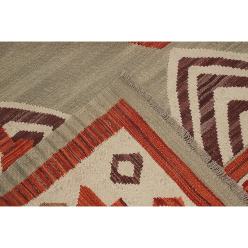 Hand Woven Oriental 100% Wool Carpet Southwestern Tribal Greys & Charcoal Kilim Area Rug - 11' 6'' X 9' 2''