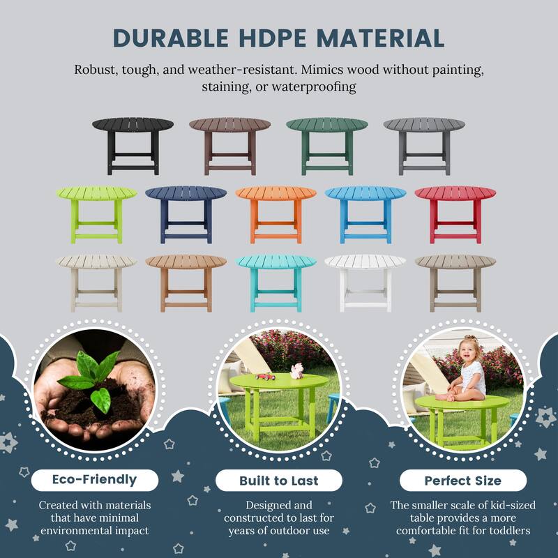 Polytrends Laguna Kids Outdoor 38" Round Poly Dining Table for Children