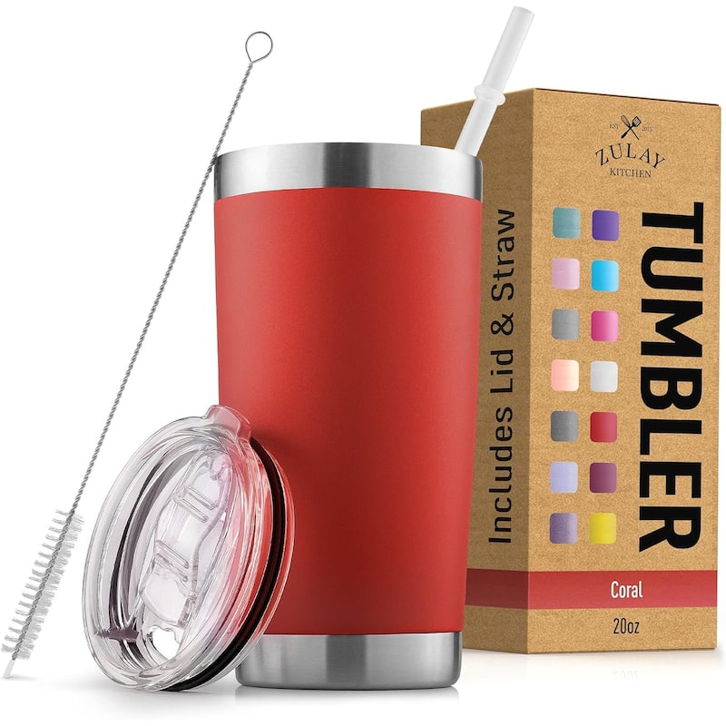 Zulay Kitchen 20oz Stainless Steel Tumbler With Lid and Straw