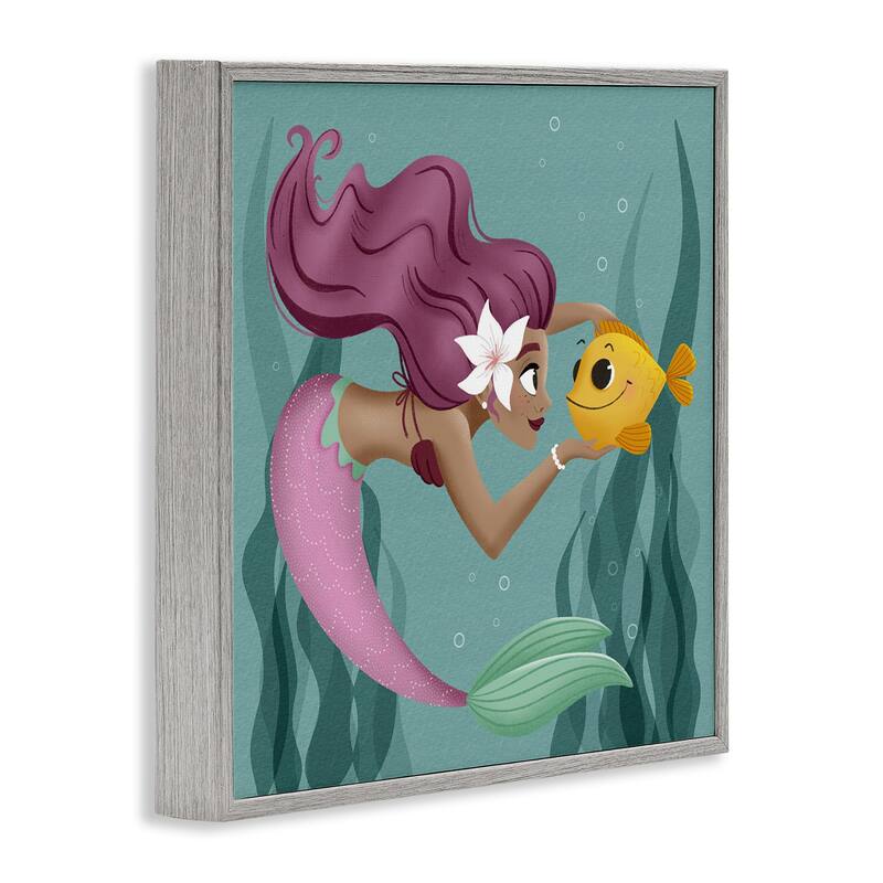 Stupell Mermaid & Fish Friends Framed Giclee Art Design By Sarah Hickman